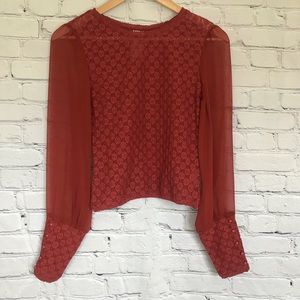 Free People Red Lace Blouse